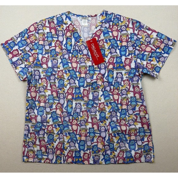 Dagacci Tops - New Dagacci U.S.A. Scrub Top Shirt Uniform Monkey Size L NWT Multi Color